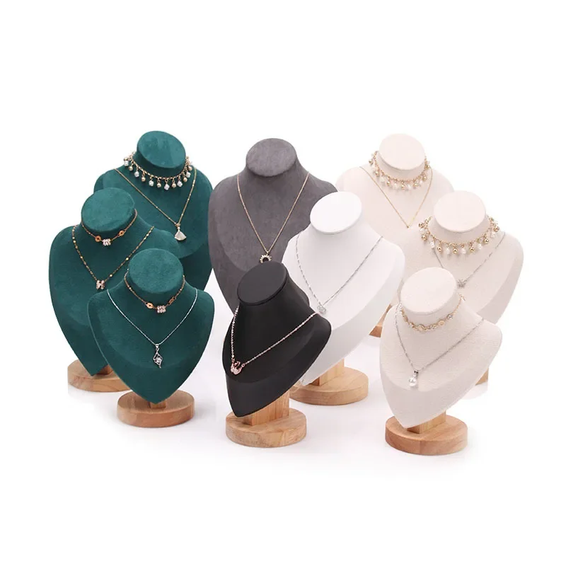 Top Trends: Jewelry Bust With Wooden Base Display Holder Stand Display Necklace Mannequin Model For Bedroom Retail Stores Countertop Shows Shoppable Styles