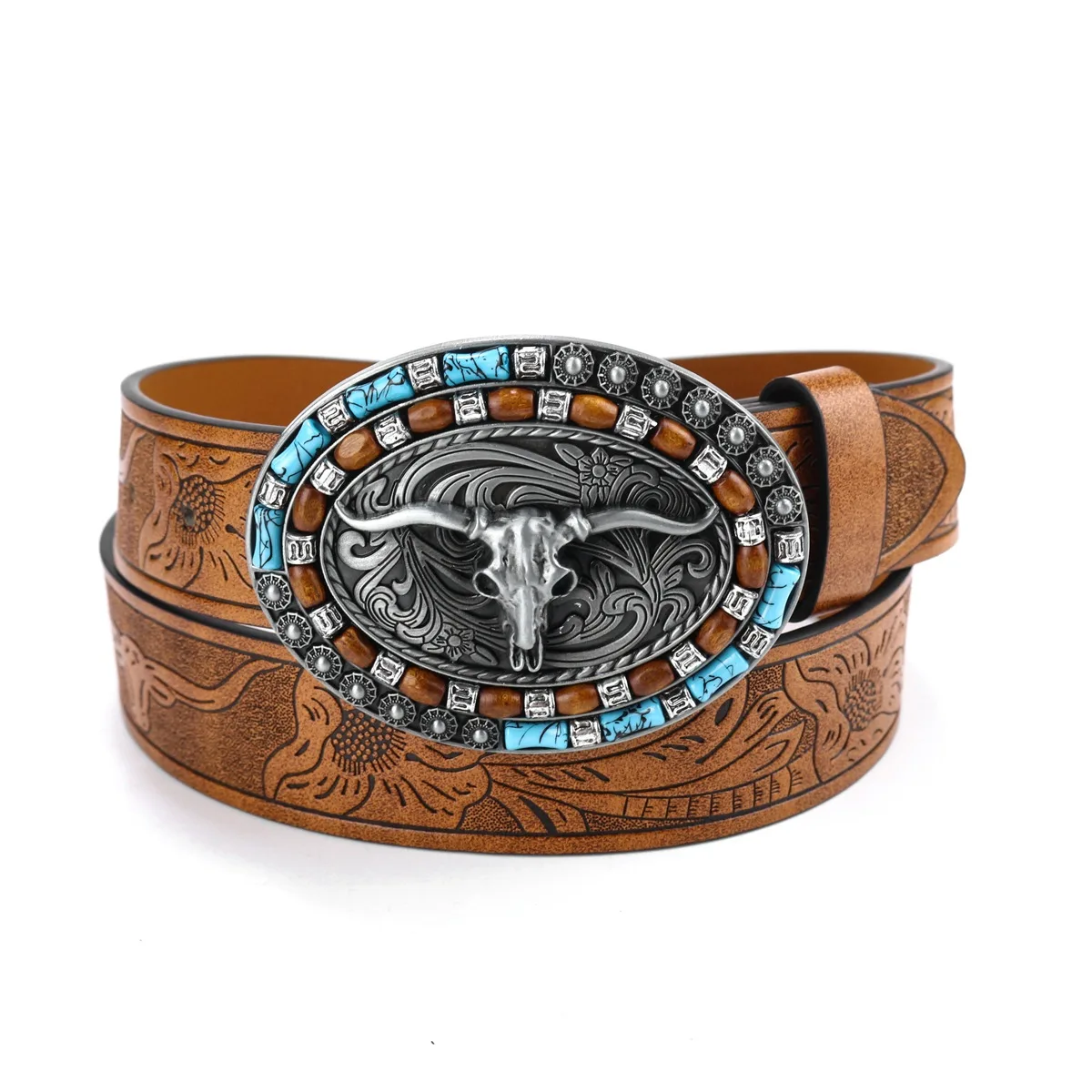 Top Trends: Personalized Punk Western Denim Men&#039;s Belt Cowhead Large Plate Buckle Fashion Trend Retro Hip Hop Youth Handsome PU Leather Belt Shoppable Styles