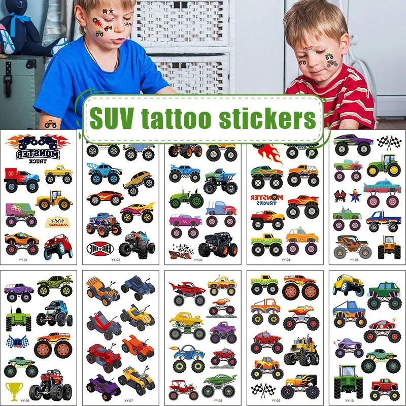 Top Trends: 10 Pack Fake Tattoo Stickers Cartoon Temporary Tattoos Kids Arm Tattoos Kids Buggy ATV Party Tattoo Stickers Shoppable Styles