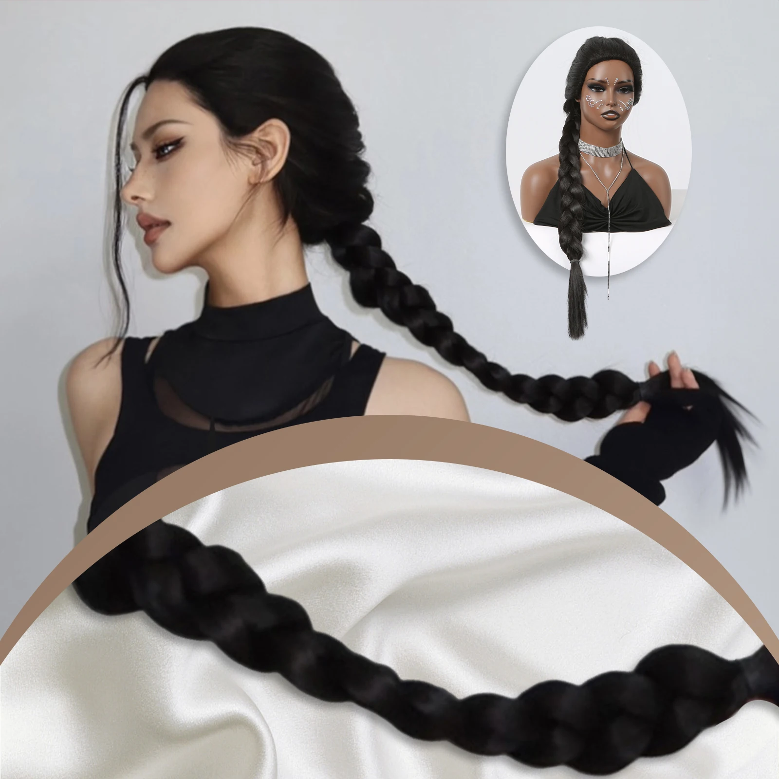 Top Trends: LOUIS FERRE Long Black Braids Wigs Cosplay Accessories Wig Heat Resistant Straight Synthetic Wig For Black Women Halloween Party Shoppable Styles