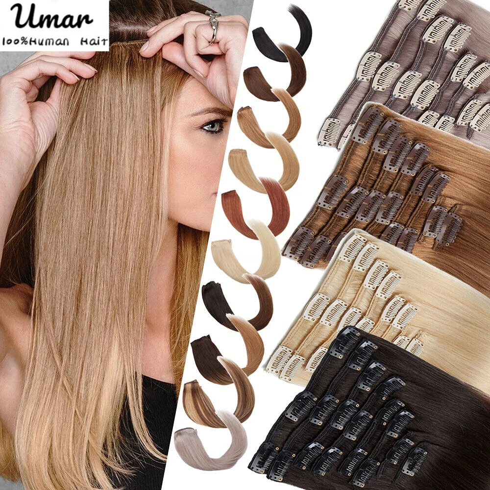 Top Trends: 7Pcs Clip In Human Hair Extensions 100% Real Human Hair Clip In Natural Hair Extensions Straight Hair Pieces 14-24Inch Remy Hair Shoppable Styles