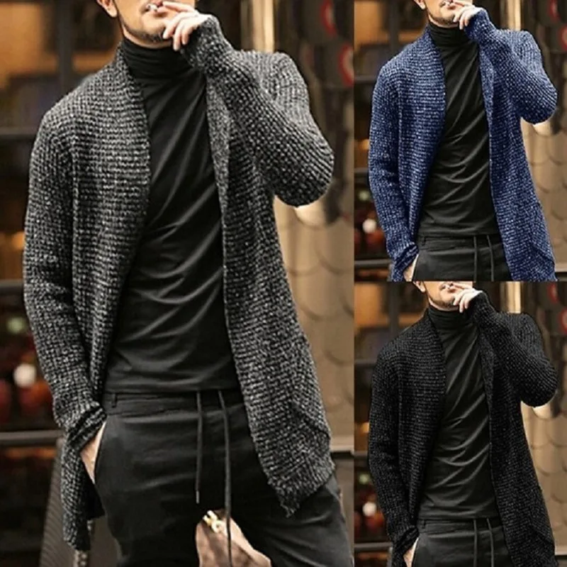 Top Trends: Fashion Men's Long Sleeve Mixed Color Knitted Pocket Cardigan Windbreaker Sweater Shoppable Styles