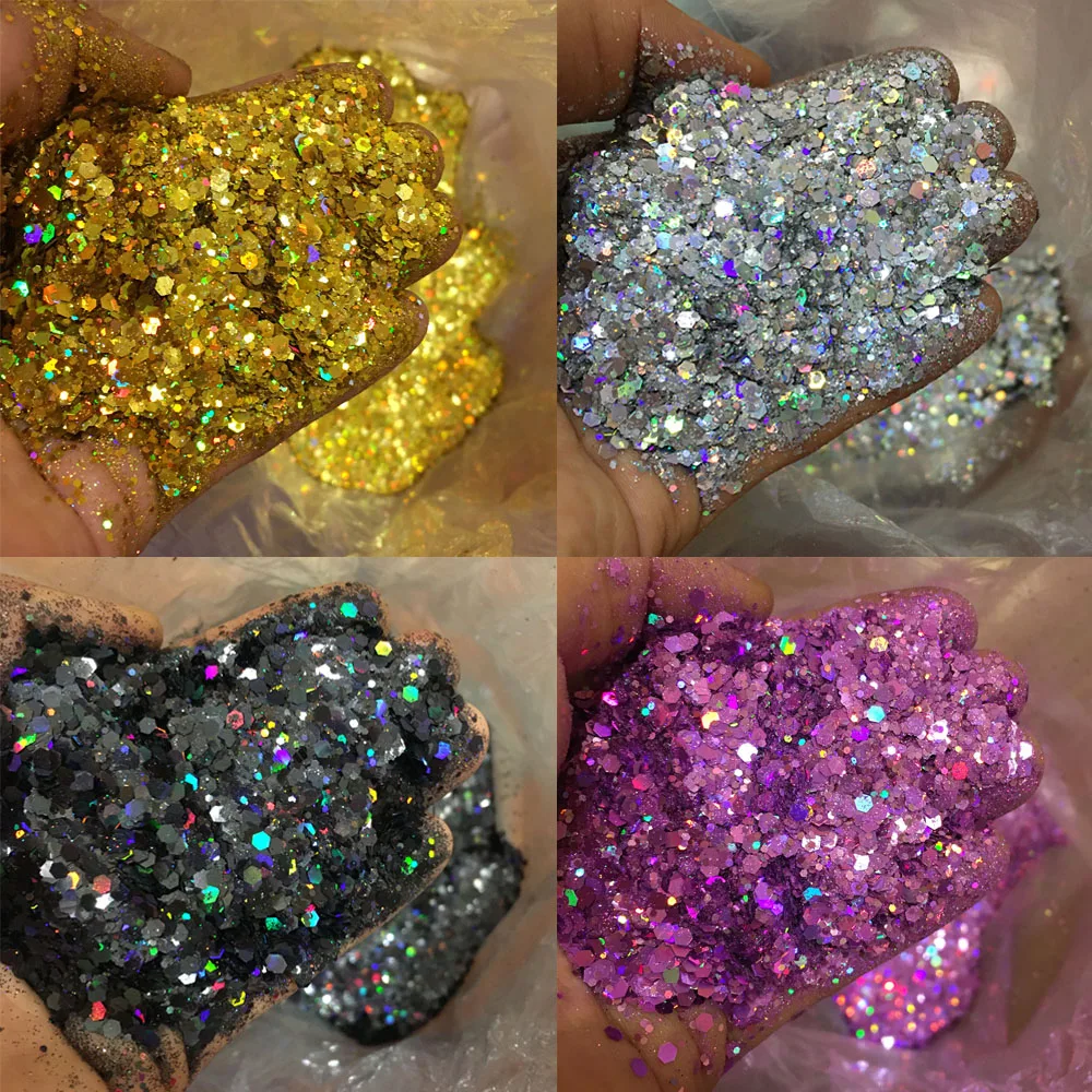 Top Trends: 10g Laser Nail Glitter Flakes Mix-Hexagon Holographic Sparkly Powder Nail Art Decoration Loose Reflective Mermaid Chunky Sequins Shoppable Styles