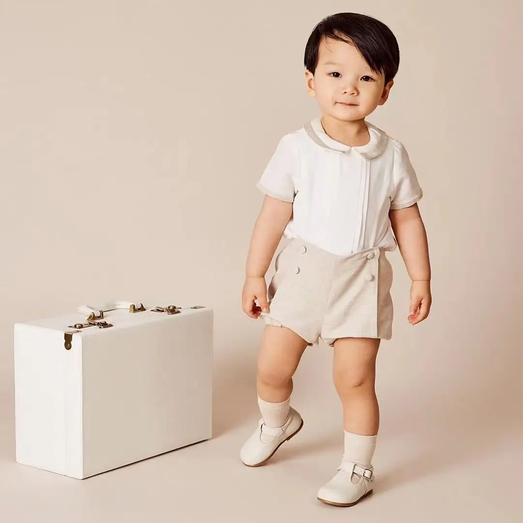 Top Trends: Clibeso Children Spanish Clothing Suit Baby Boy Summer Boutique Outfits White Shirt Khaki Shorts Boys EID Party Clothes Set Shoppable Styles - Image 2