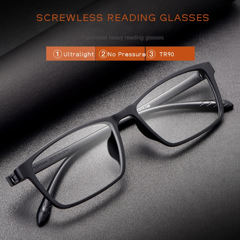 Top Trends: TR90 Screwless & Non-Metallic Anti Blue Light Reading Glasses, Men Women Square Ultralight Eyeglasses Black Grey Clear RX1X2 Shoppable Styles