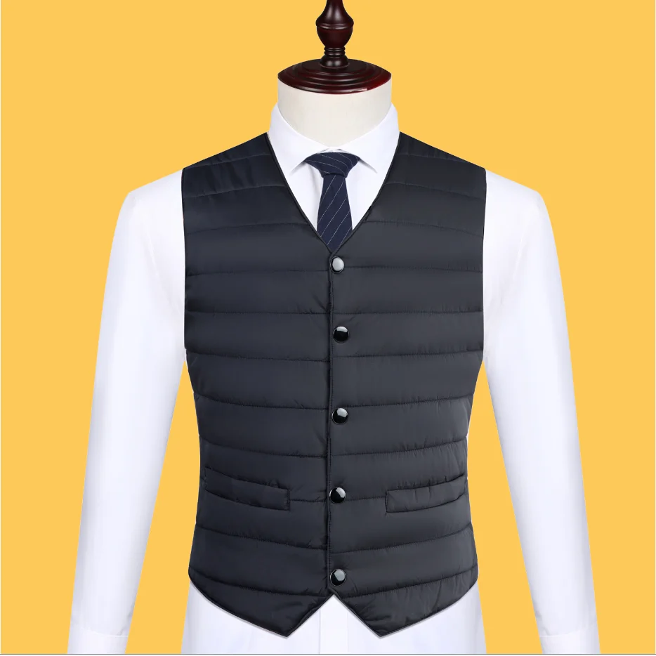 Top Trends: Autumn Winter Down Cotton Men Coat Vest Fashion Button Cardigans Thicken Warm Solid V-Neck Casual Versatile Sleeveless Jackets Shoppable Styles