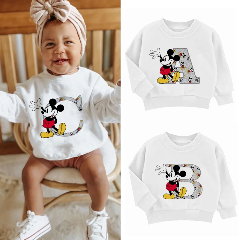 Top Trends: Mickey Children Sweatshirts Letter A B C D Name Combination Clothes Kawaii Cartoons Pullover Girl Boy Kid Fashion Sportswear Top Shoppable Styles