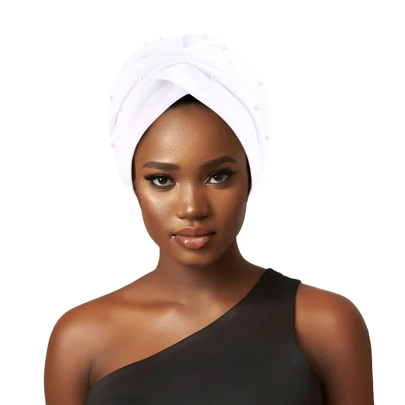 Top Trends: New Women Pearls Beaded Turban Hats Beanies Muslim Headwraps Ladies Hijab Stretch African Hair Loss Bonnet Chemo Cancer Cap Shoppable Styles - Image 3