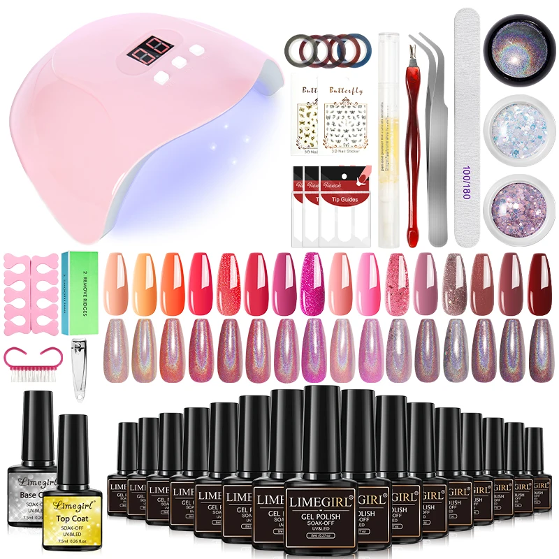 Top Trends: Nail Art Kit Gel Nail Polish Kit With UV LED Lamp Dryer Semi-Permanent Gel Varnish Quick Build Kit Professional Nail Art Tool Ki Shoppable Styles