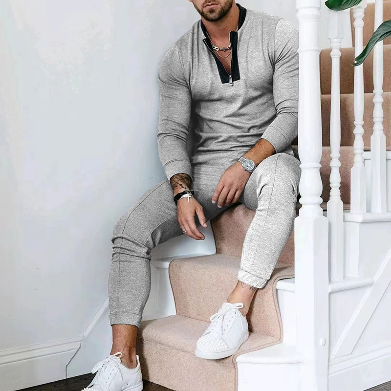 Top Trends: New Autumn And Winter Long Sleeved Pants Sports Set Men&#039;s V-neck Sports Shirt Men&#039;s Street Brand High Quality Casual Set Shoppable Styles