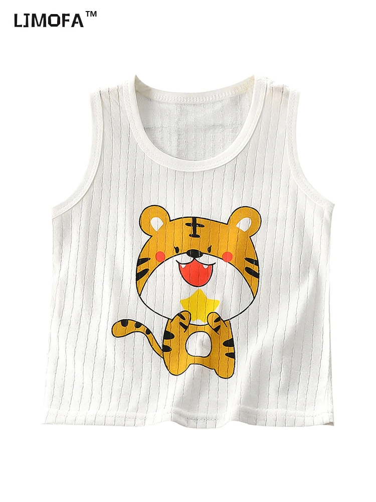 Top Trends: LJMOFA Fashion Children Sleeveless T-shirts For Girl Cute Animals Baby Boy Graphic Tee Cotton Vest Tops Kids Summer Clothes D151 Shoppable Styles