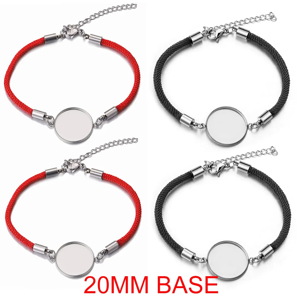 Top Trends: 5pcs Lot Stainless Steel Rope Bracelet Round 20mm Cabochon Base For Bracelets DIY Jewelry Making Supplies Bulk Items Wholesale Shoppable Styles