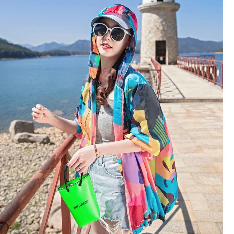 Top Trends: Women's UV Protection Hooded Jacket Summer Breathable Thin Sun Protection Korean Version Loose Breathable Outdoor Sports Coat Shoppable Styles