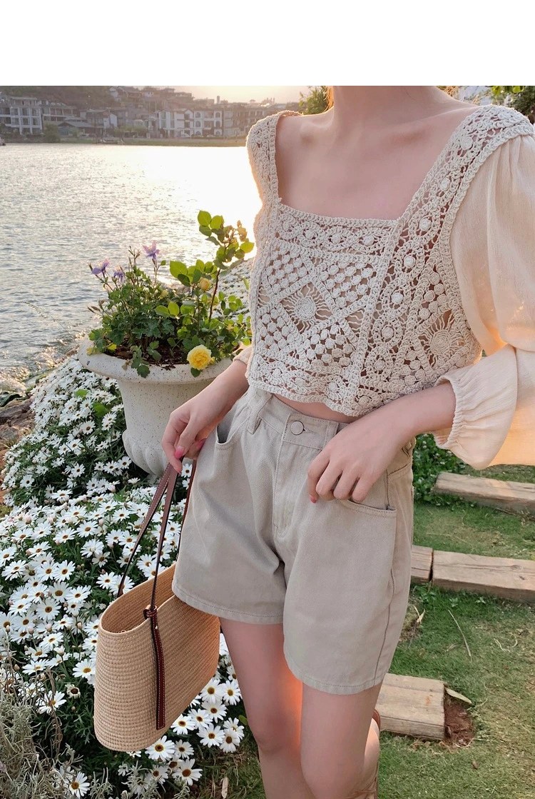 Top Trends: 2024 Summer Long Sleeve Vintage National Trend Female Clothes Hollow Out Lace Patchwork Chiffon Shirts Woman Blouses Wholesale Shoppable Styles - Image 5