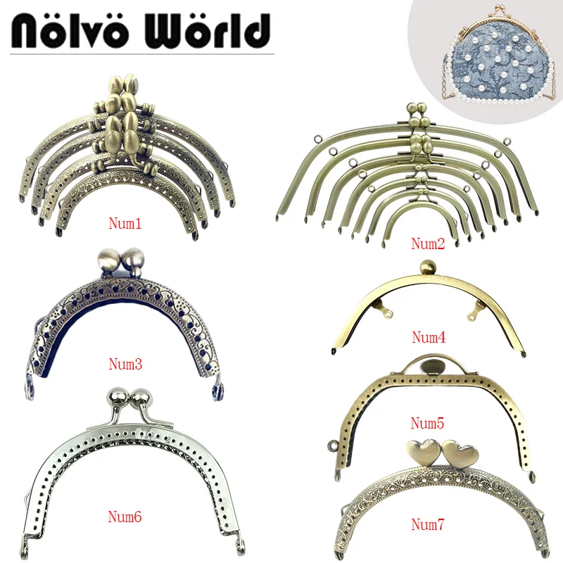 Top Trends: 10 PCS Light Gold Silver Bronze Metal Kiss Clasp Lock For Handbags Arc-shaped Purse Embossed Handle Kiss Frame DIY Accessories Shoppable Styles