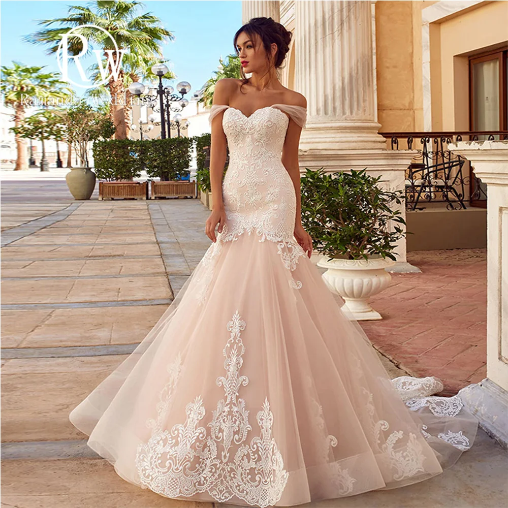 Top Trends: Fairy Floral Appliques Tulle Mermaid Wedding Dress Sexy Sweetheart Neck Off The Shoulder Lace Up Backless Bridal Gown For Women Shoppable Styles