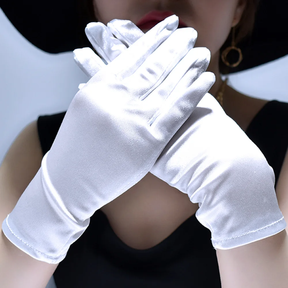 Top Trends: 2023 Women's Evening Party Formal Gloves Solid Color Satin Short Finger Mittens Bridal Wedding Gloves Cosplay Accessories Shoppable Styles