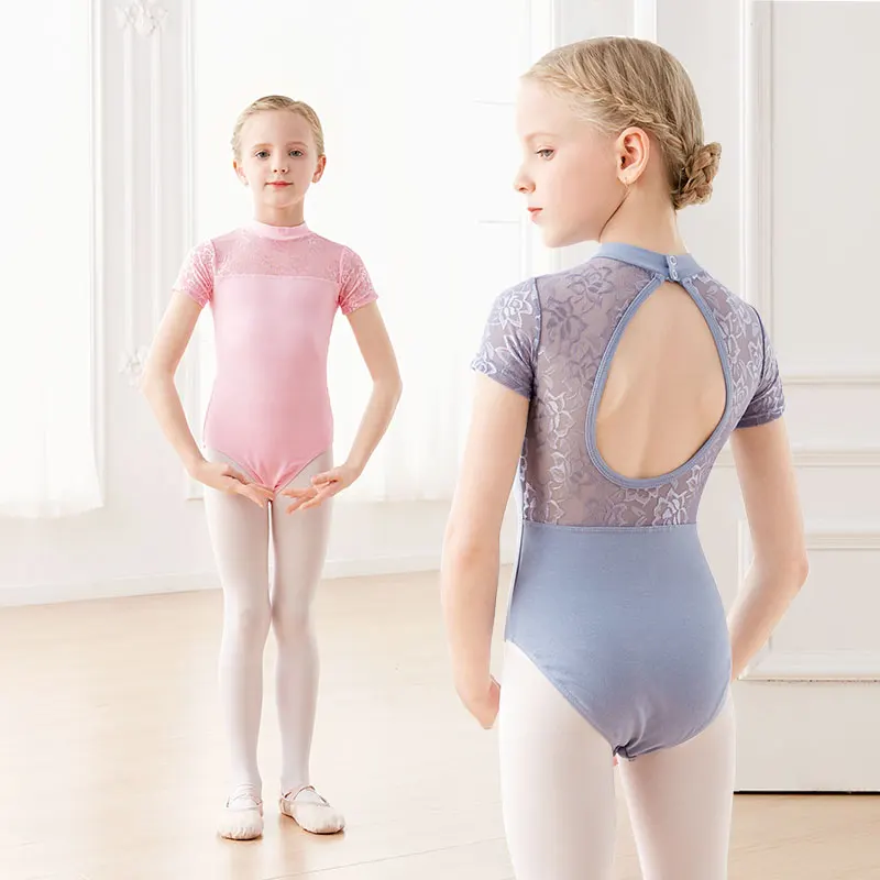 Top Trends: Gymnastics Leotard Ballet Kids Dance Bodysuit Leotards Girls Lace Splice Costumes Children Stand Collar Ballet Dance Leotard Shoppable Styles