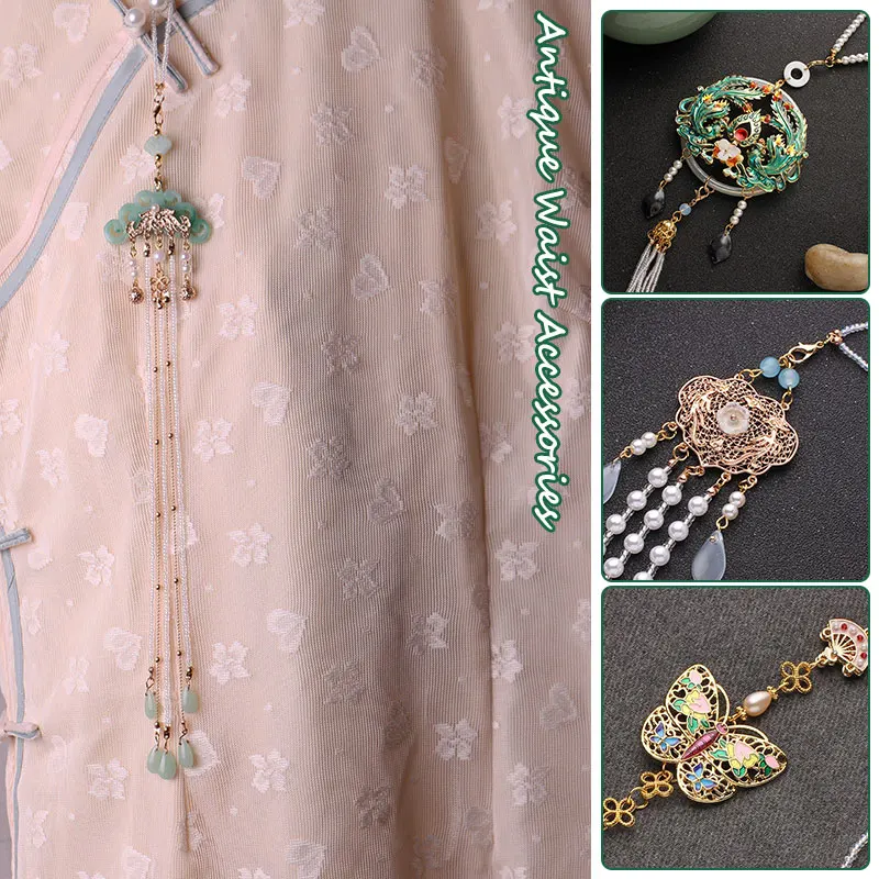 Top Trends: Ancient Style Waist Jade Ornament Waist Pendant Chinese Hanfu Hanging Rope Tassel Waist Chain Palace Sash Buckle Rope Shoppable Styles