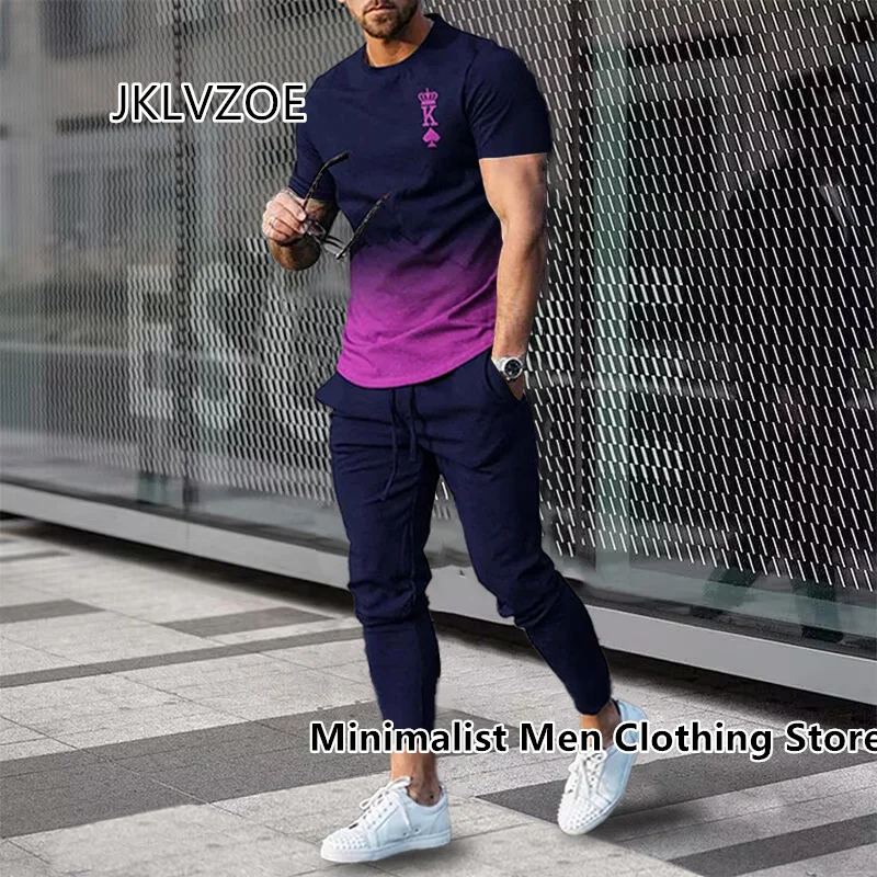 Top Trends: Summer Sportwear Suit Short Sleeve T Shirt Long Pants 2 Piece Sets Men Tracksuit 3D Printed Casual Street Oversized Clothes Shoppable Styles