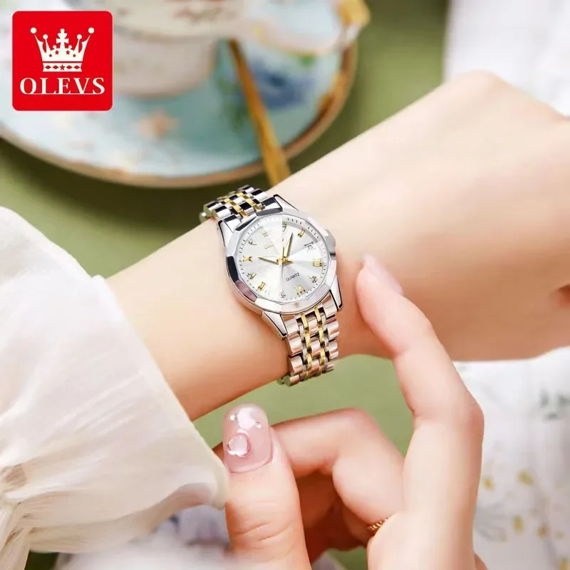 Top Trends: OLEVS 9931 Watches For Women Stainless Steel Strap Elegant Style Rhombus Mirror Original Quartz Waterproof Ladies Wristwatches Shoppable Styles