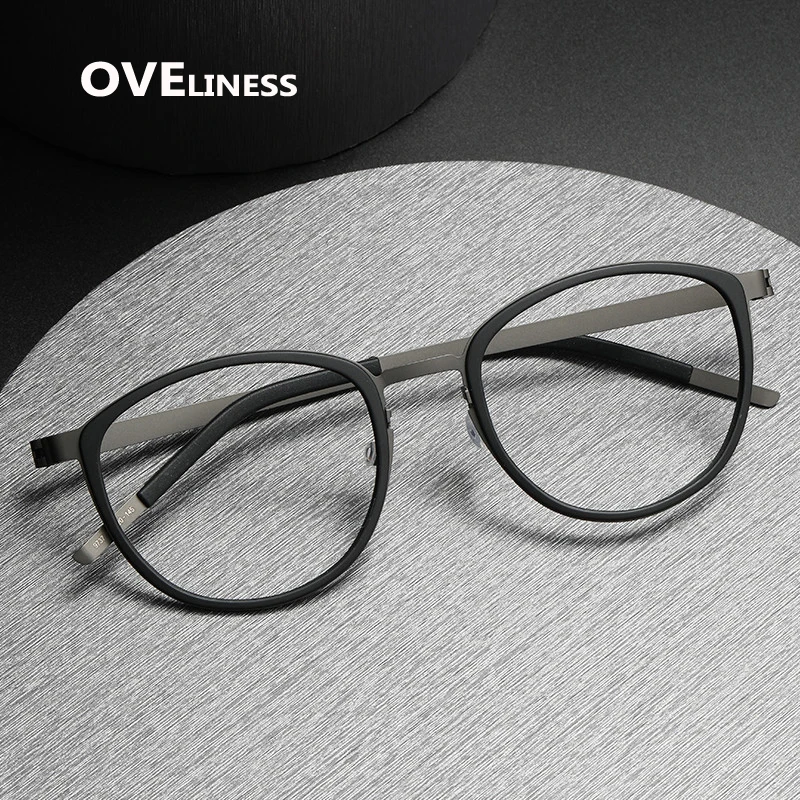 Top Trends: 2023 Titanium Glasses Frame For Men Women Vintage Round Myopia Optical Eyewear Screwless Prescription Eyeglasses Frame Spectacle Shoppable Styles