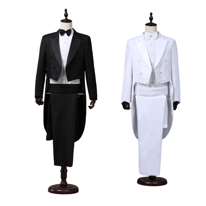 Top Trends: Men&#039;s Tailcoat Classic Modern White And Black Basic Style Mens Suit With Tailcoat Singer Magician Stage Jacket Outfits Shoppable Styles