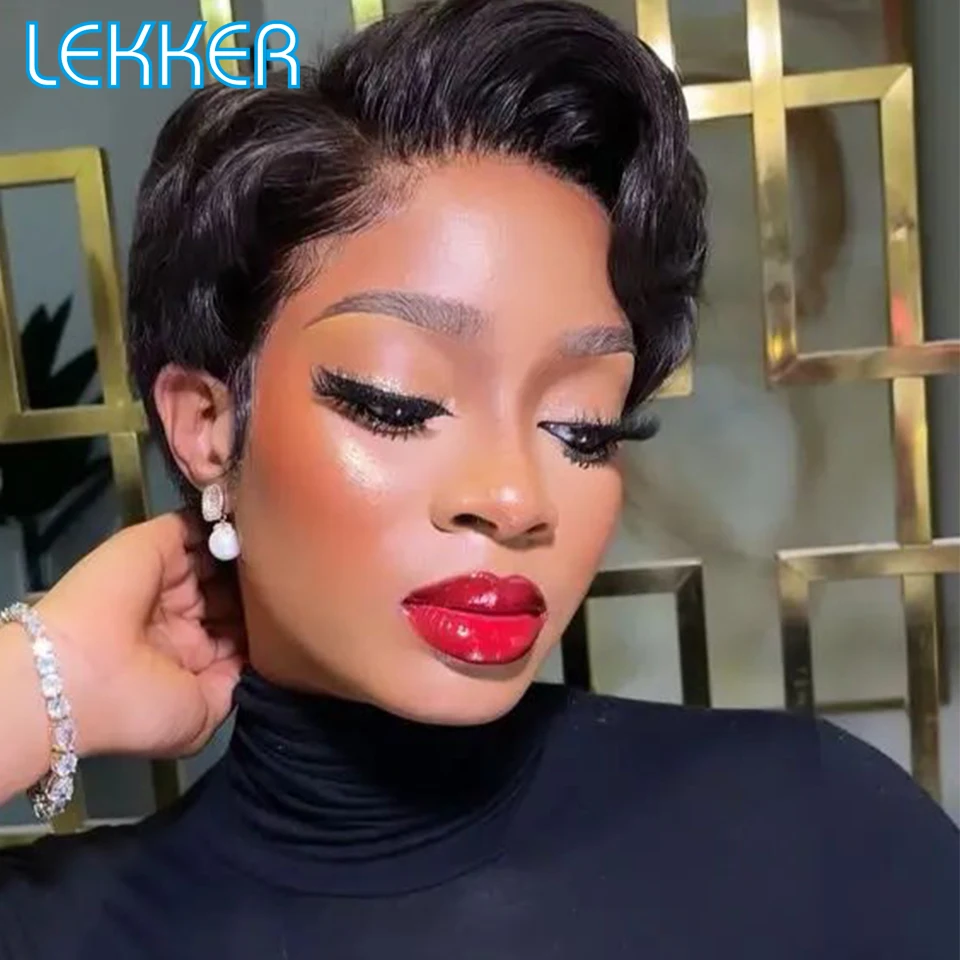 Top Trends: Lekker Short Pixie Cut Bob 13X6X1 Right Side Lace Front Human Hair Wigs For Women Brazilian Remy Hair Wear To Go Glueless Wigs Shoppable Styles