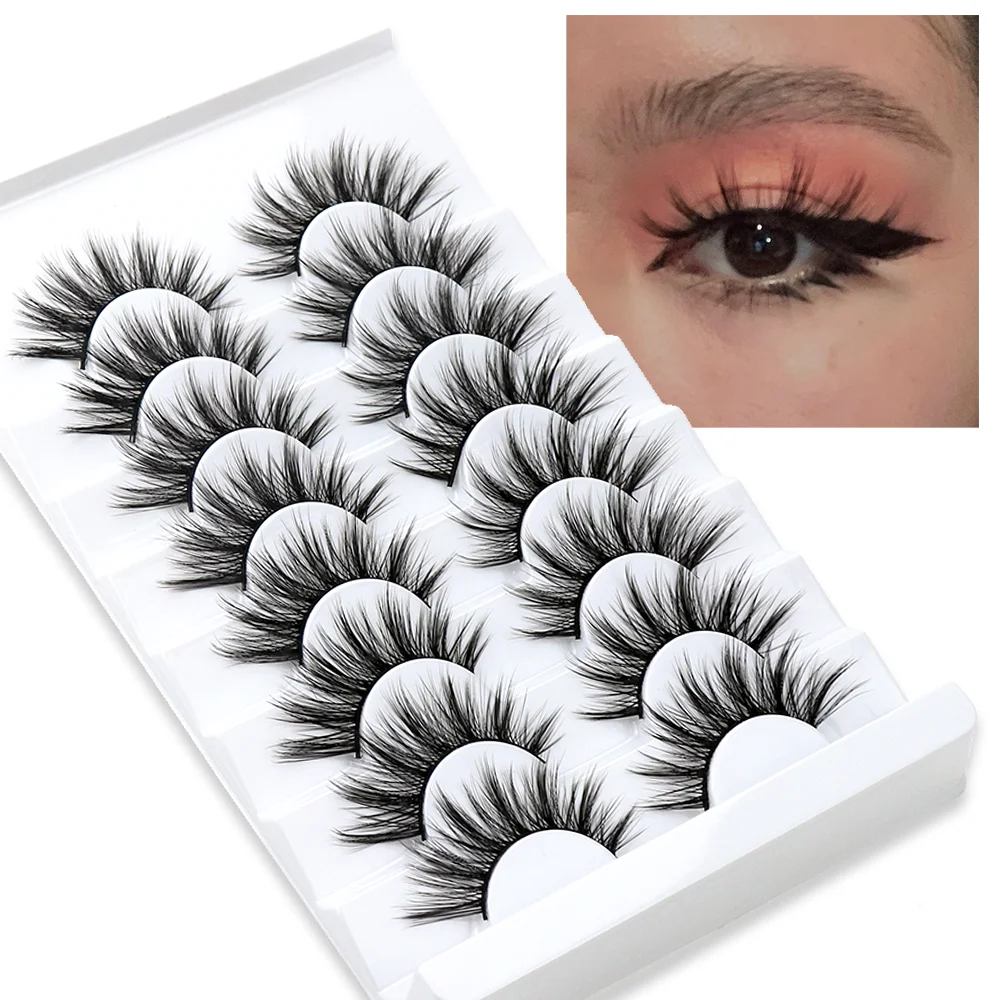 Top Trends: 5 / 8 Pairs Faux Mink Eyelashes Fluffy Natural False Eyelashes 3D Dramatic Makeup Eyelash Reusable Handmade Lashes Shoppable Styles