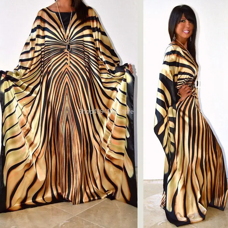 Top Trends: African Dress For Women 2020 Fashion Zebra Stripe Print Dress Plus Size Free Size Maxi Dress Long Robe Africaine Vetsido Shoppable Styles