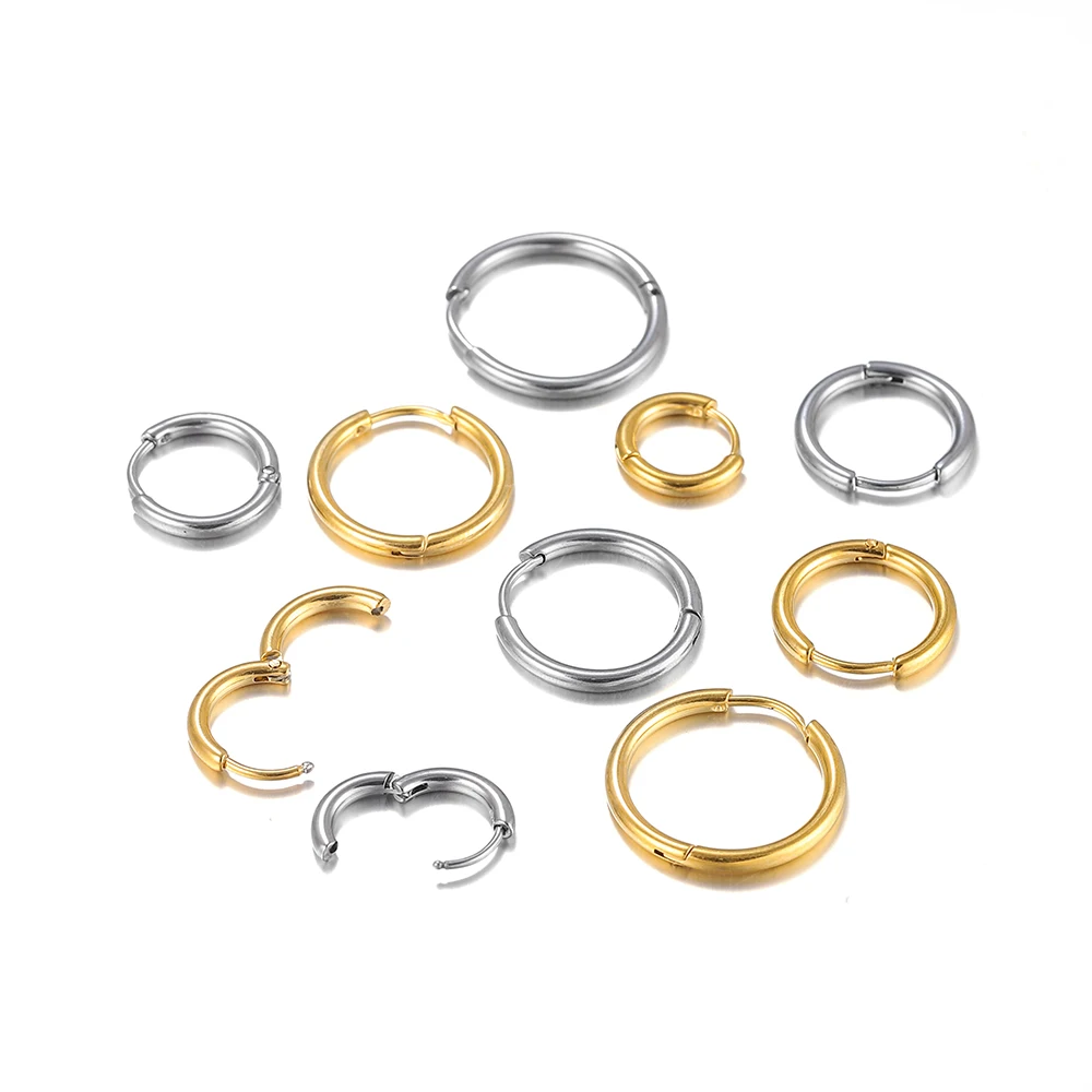 Top Trends: 10pcs Stainless Steel Hoop Earrings Hooks Round Earring Post For Women DIY Earrings Making Supplies Jewelry Accessories Shoppable Styles