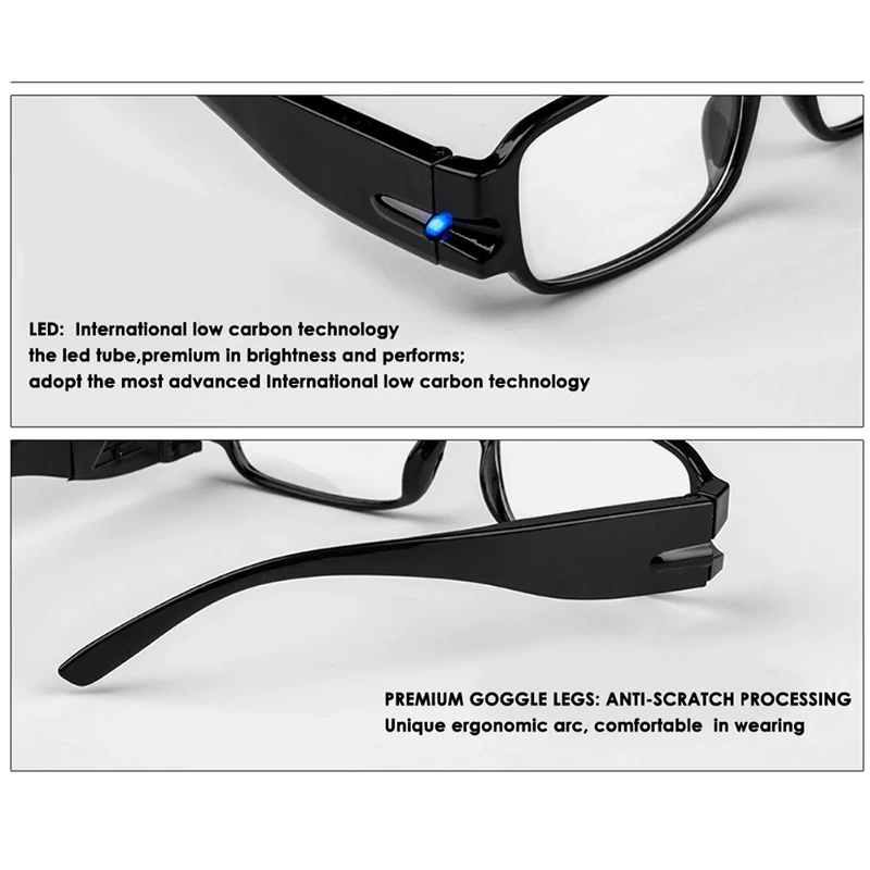 Top Trends: FG Universal Reading Glasses With LED Lights Eyeglasses Night Vision Presbyopic Glasses Spectacle Diopter + 1.0 To + 4.0 Shoppable Styles - Image 3