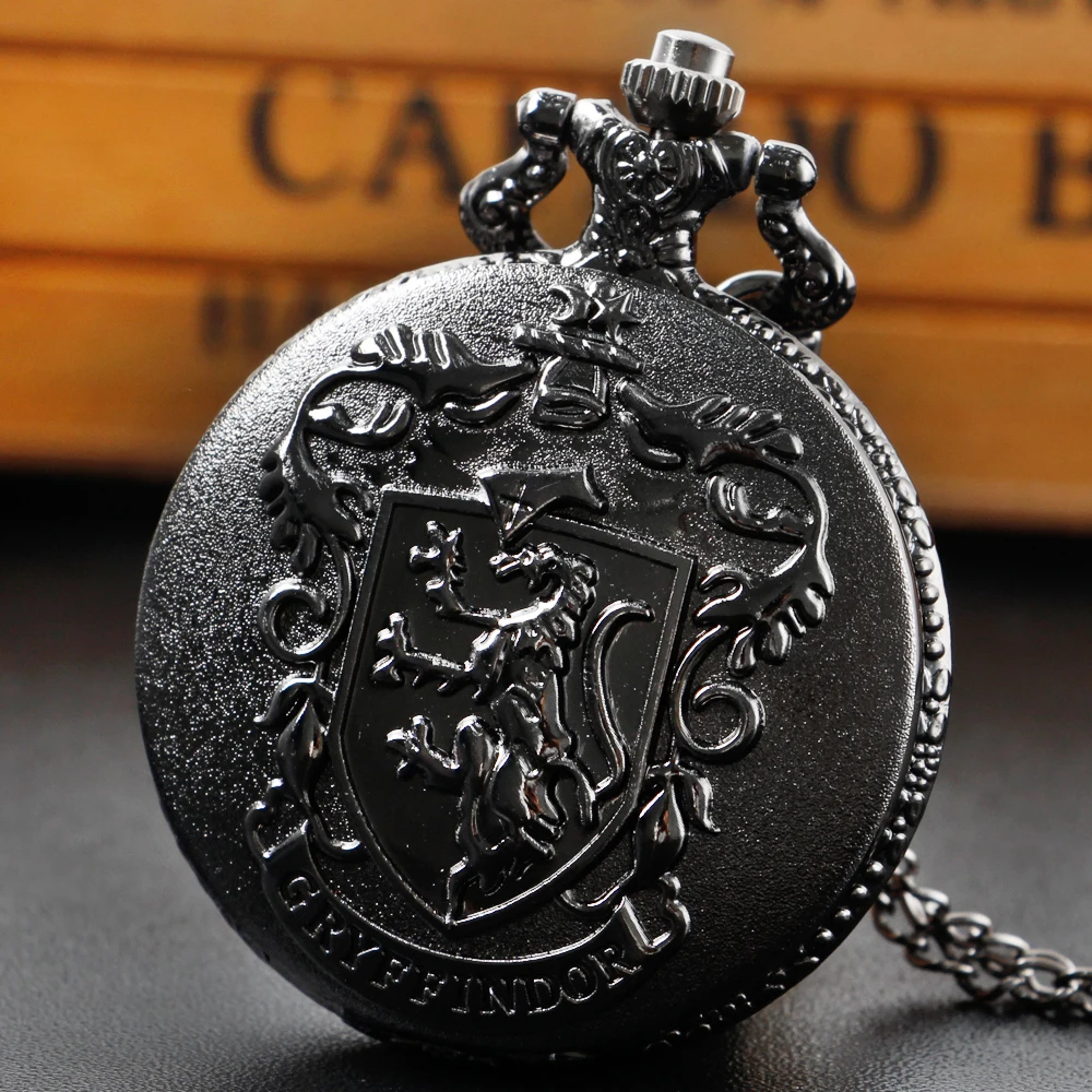 Top Trends: Vintage Steampunk Lion Logo Embossed Quartz Pocket Watch Charm Fob Watch Necklace Pendant Gift With Chain Reloj Hombre Shoppable Styles