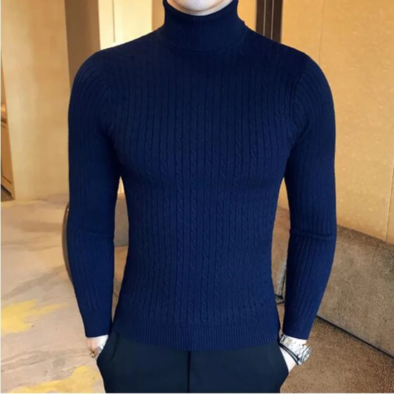 Top Trends: 2023 Korean Slim Solid Color Turtleneck Sweater Mens Winter Long Sleeve Warm Knit Sweater Classic Solid Casual Bottoming Shirt Shoppable Styles