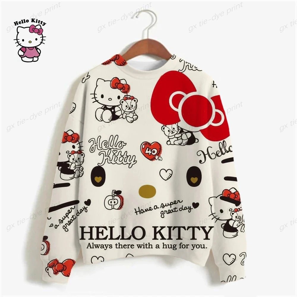 Top Trends: Women's Hello Kitty Printed Sweatshirt, High Street Women's Hoodie, Y2K Patterned Clothing, Couple Casual Round Neck Sweater Shoppable Styles