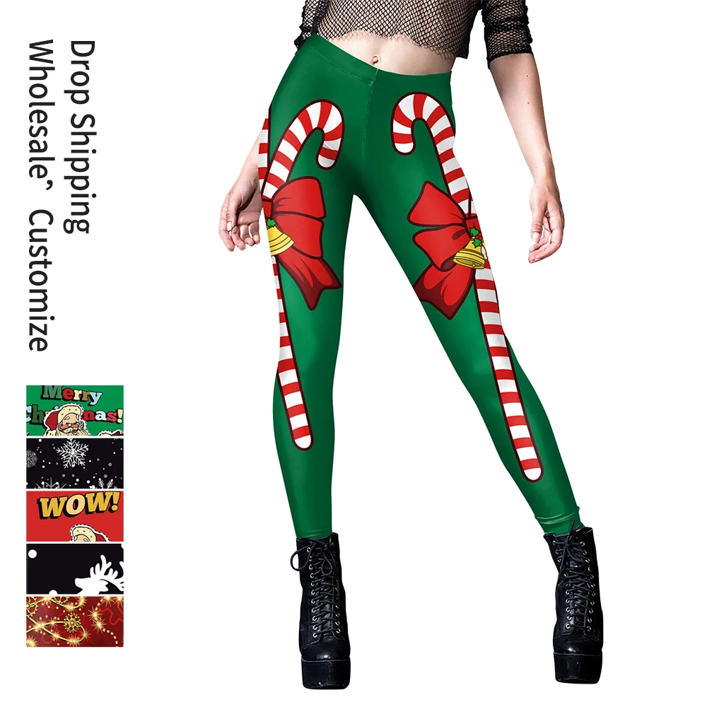 Top Trends: NADANBAO Women Candy Print Leggings Merry Christmas Snowflakes Pants Mid Waist Elastic Trousers Girl Sexy Tights Fitness Workout Shoppable Styles