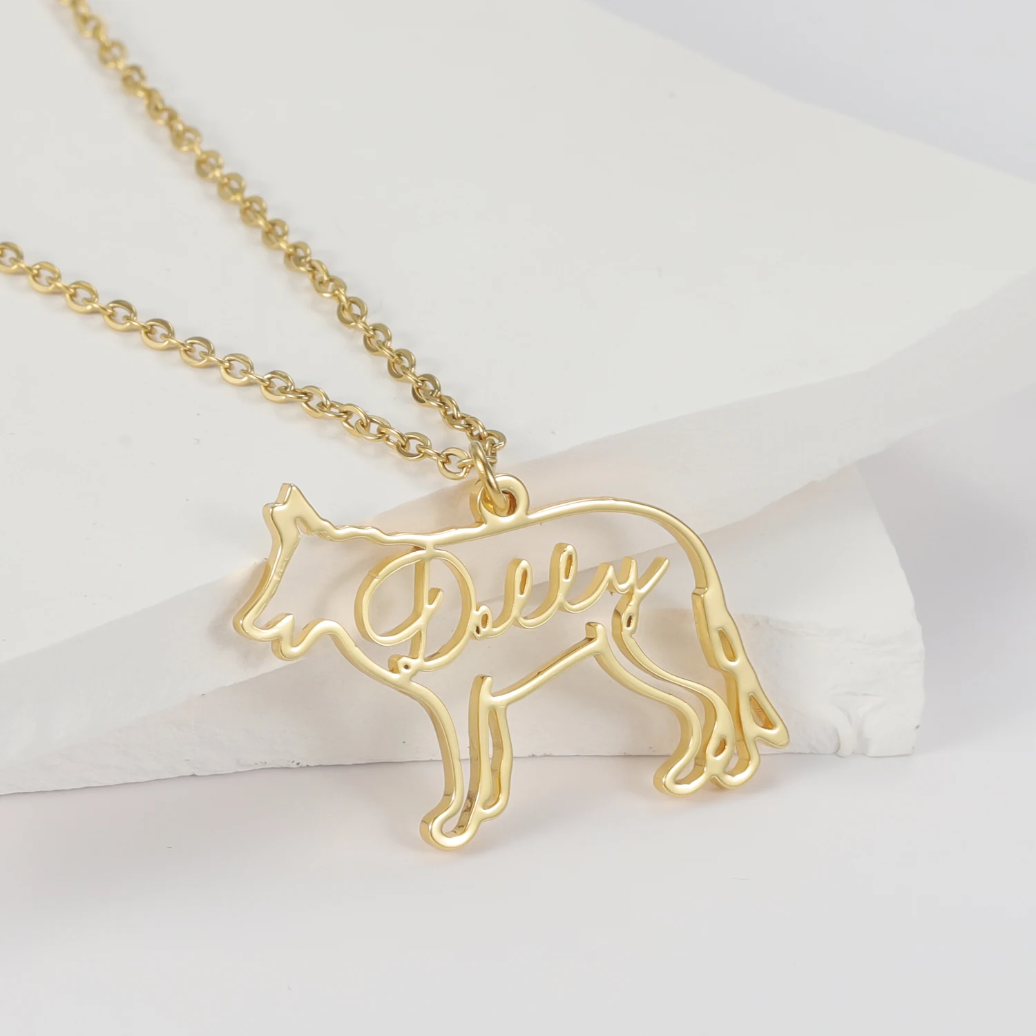 Top Trends: Custom Dog Necklace With Name Personalized Jewelry For Women Animal Pet Lovers Memorial Gift Dog Breed Silhouette Nameplate Shoppable Styles