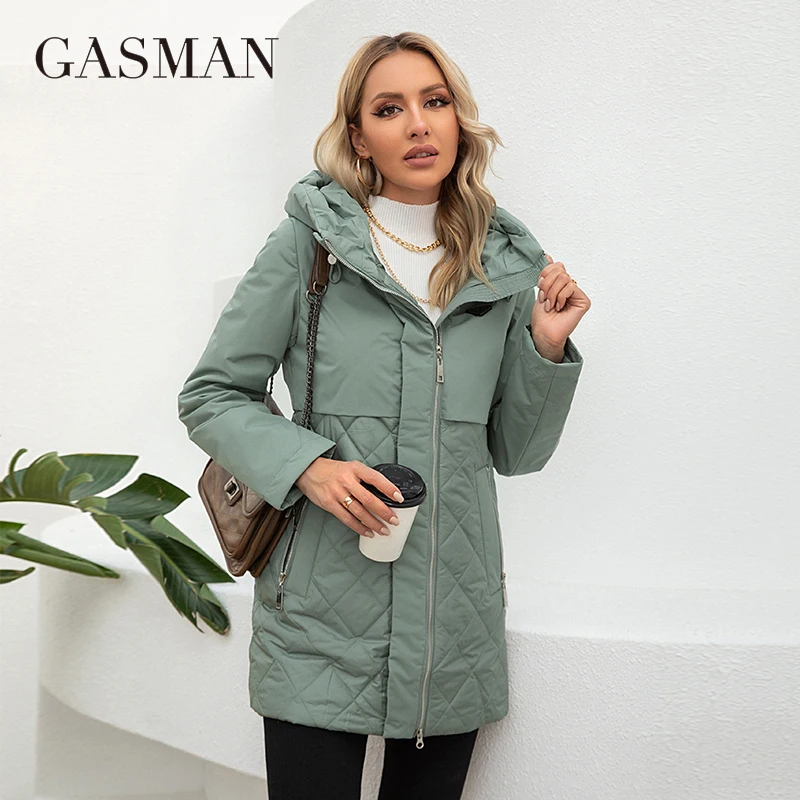 Top Trends: GASMAN New Women Jacket Spring 2023 High-Quality Mid-Length Women Coat Stitching Hooded Design Windproof Casual Parkas 8226 Shoppable Styles