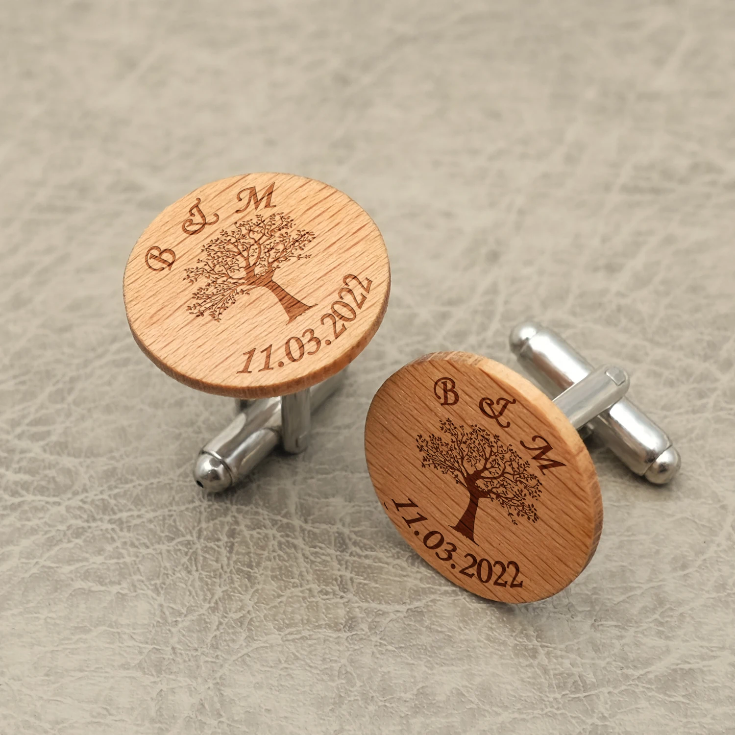 Top Trends: Personalized Wooden Cufflinks For Men Custom Round Cuff Link Wedding Shirts Cuff Links For Father Of The Groom Bride Groomsmen Shoppable Styles