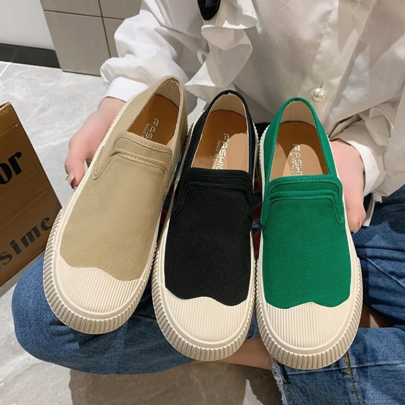 Top Trends: New Thick-soled Women's Shoes Canvas Loafers Women's Design Sense Sneakers Slip-on Flat-bottom Casual Platform Shoes Shoppable Styles