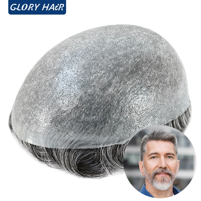 Top Trends: GLORYHAIR OS21 Bio -Thin Skin Men Toupee PU Men's Capillary Prothesis Peruk Fine Quality Indian Human Hair Men Wig Shoppable Styles