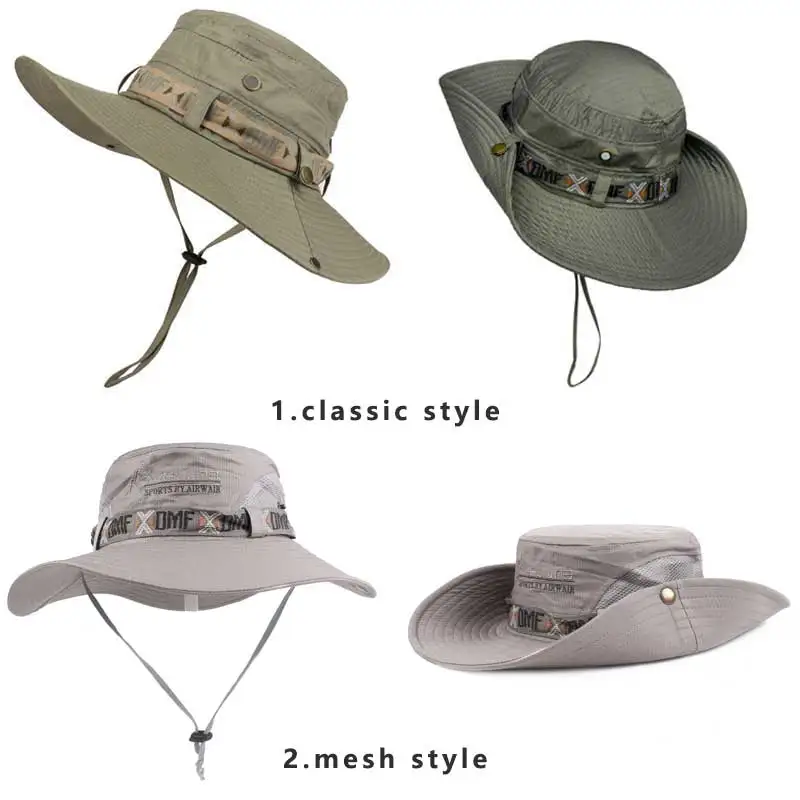 Top Trends: Summer Men Bucket Hat Outdoor UV Protection Wide Brim Panama Safari Hunting Hiking Hat Mesh Fisherman Hat Beach Sunscreen Cap Shoppable Styles - Image 6