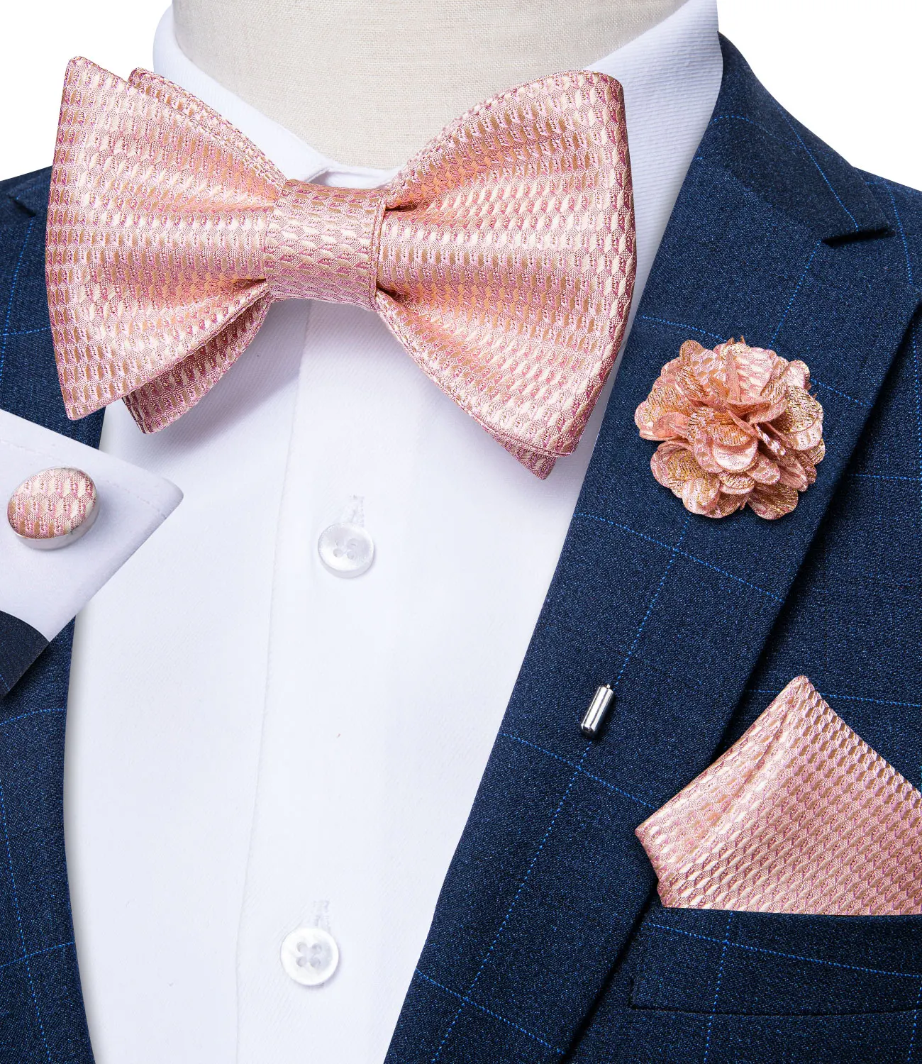 Top Trends: Adjustable Self Tie Bow Ties For Men 100% Silk Jacquard Woven Pink Solid Men Classic Wedding Party Butterfly Bowknot DiBanGu Shoppable Styles