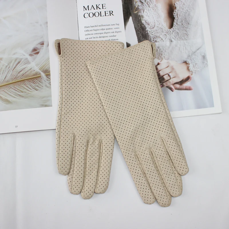 Top Trends: New Women's Sheepskin Gloves Fashion Full Mesh Design Cool Breathable Silk Lining Leather Driving Gloves Shoppable Styles