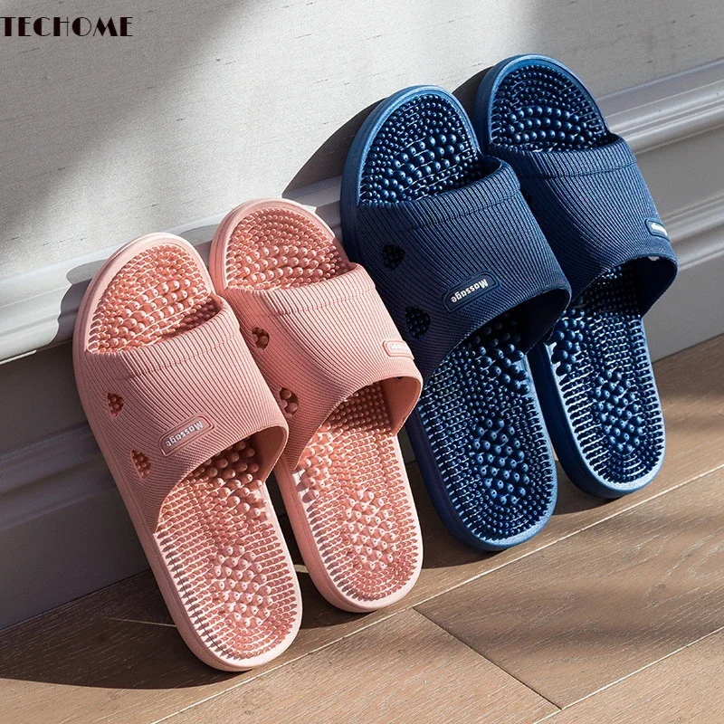 Top Trends: TECHOME New Massage Slippers Female Summer Sandals Home Bathroom Bath Slippers Non-slip Soft Sole Men Indoor Hotel Couples Shoes Shoppable Styles