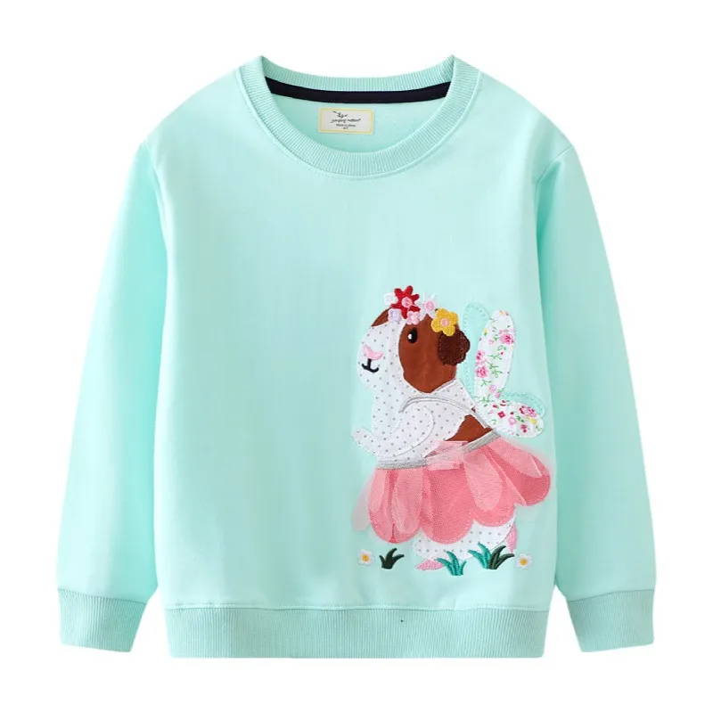 Top Trends: Jumping Meters Long Sleeve Children&#039;s Sweatshirts Animals Mouse Applique Autumn Winter Kids Hooded Shirts Baby Costume Tops Shoppable Styles