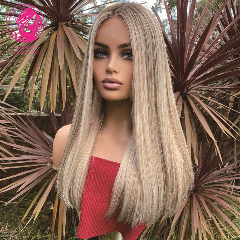 Top Trends: Invisible Transparent Lace Frontal Wigs Ash Blonde Gray Highlights Human Hair Full Lace Wig 13x6 Bone Straight Lace Front Wig Shoppable Styles