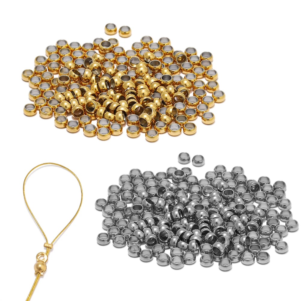 Top Trends: 100pcs Stainless Steel Positioning Spacer Beads Ball Stopper Crimp End Beads For DIY Bracelets Jewelry Making Necklace Supplies Shoppable Styles