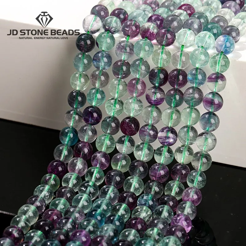 Top Trends: Hot Sell Natural Colorful Fluorite Beads 4 6 8 10 12mm Pick Size High Quality Beads Ice Fluorite Gemstone For Jewelry Making Shoppable Styles