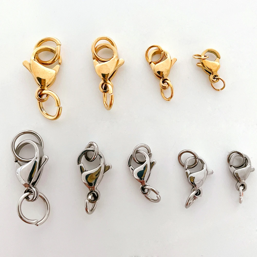 Top Trends: 40pcs Stainless Steel Gold Plated Lobster Clasp PLUS Jump Rings For Bracelet Necklace Chains DIY Jewelry Making Findings Shoppable Styles